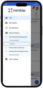 Project level Analytics option is selected