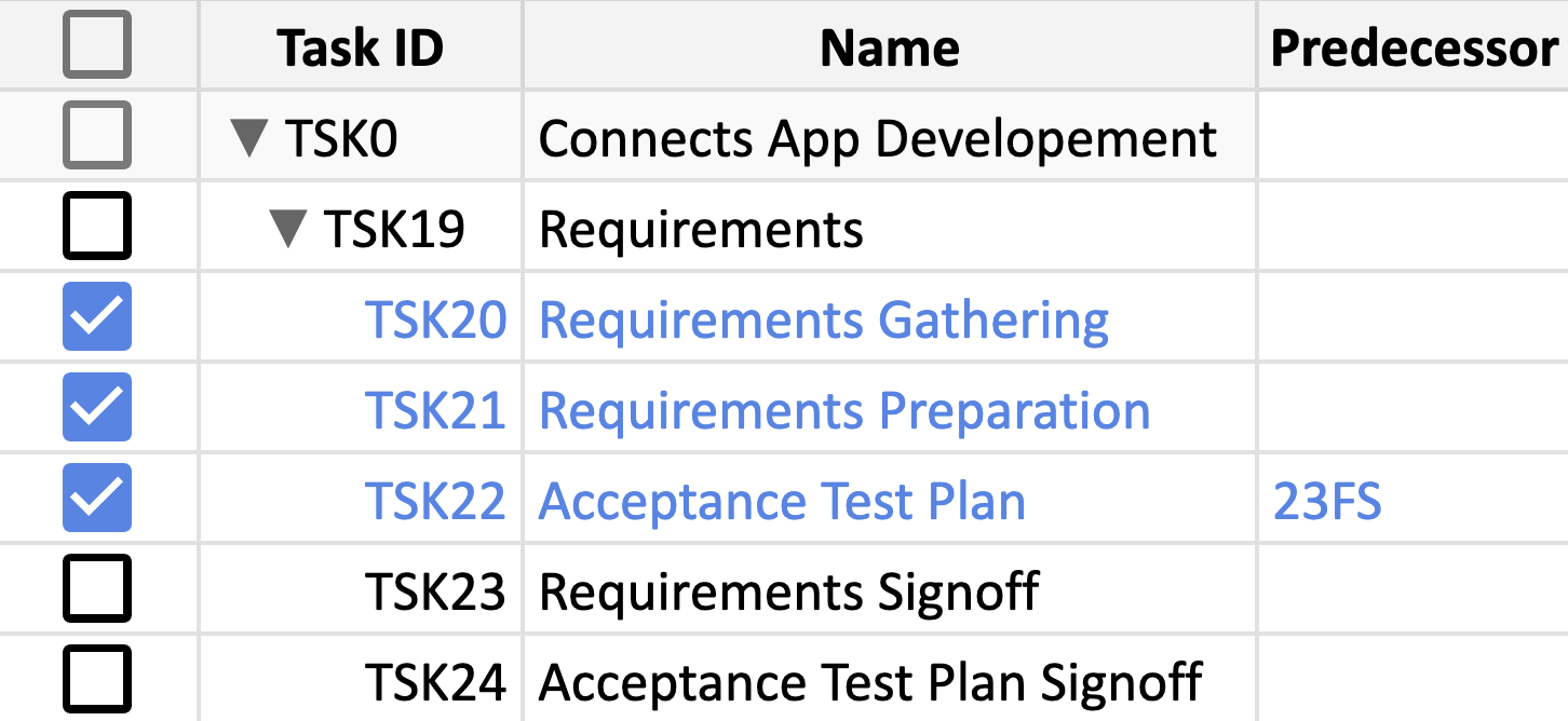 Outdenting mutiple tasks