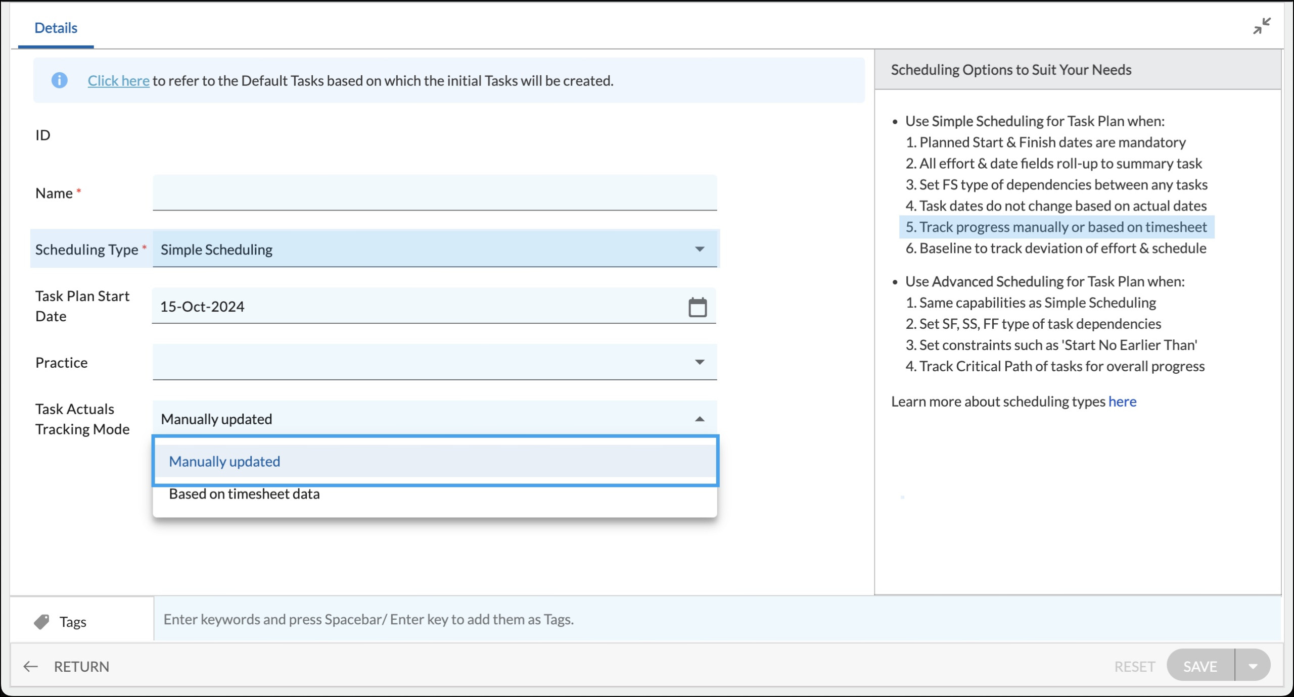 Manual Progress Tracking in Tasks